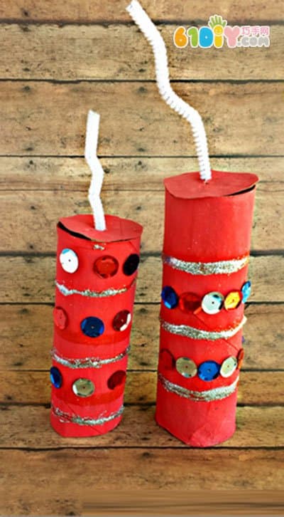 Children's handmade roll paper tube firecrackers