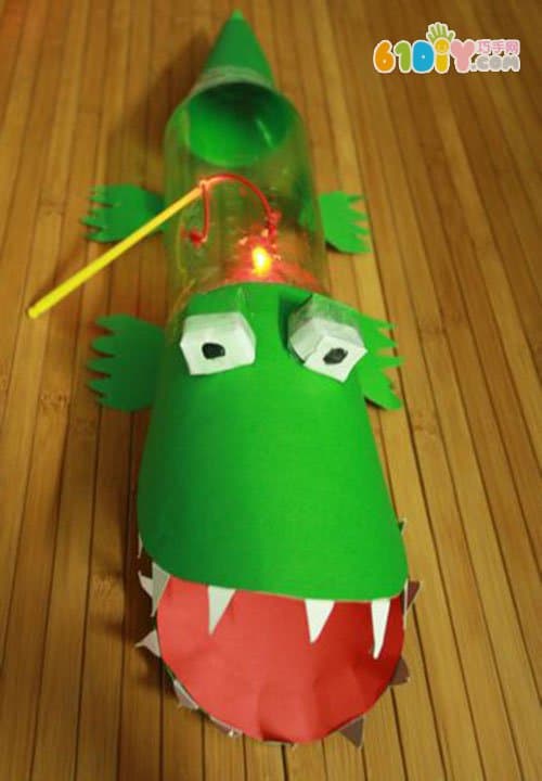 Mid-Autumn Festival Handmade Beverage Bottle Making Crocodile Lantern