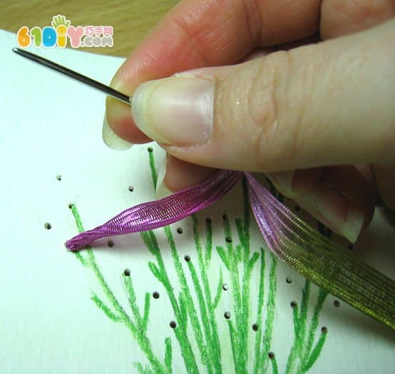 Children's handmade Thanksgiving ribbon bouquet card making