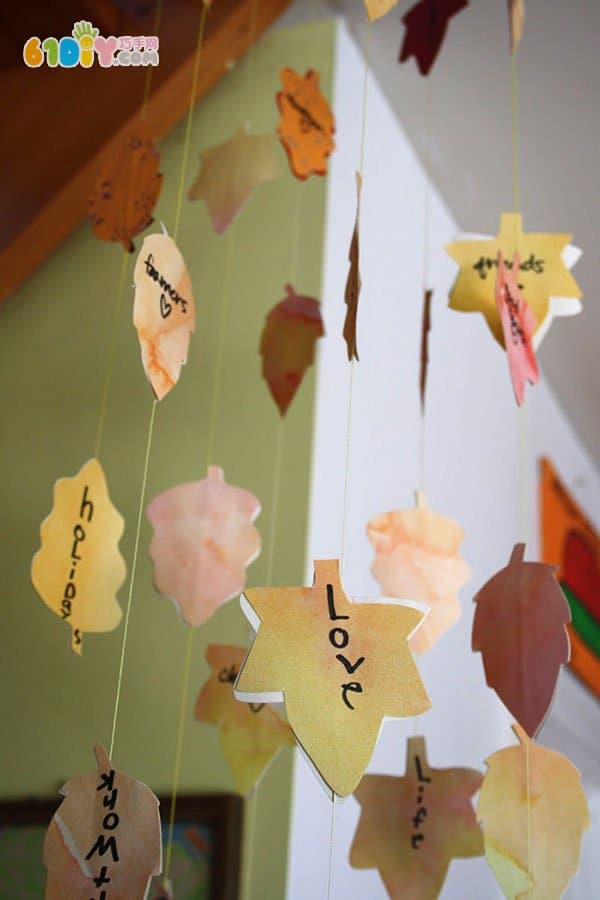 Children's autumn handmade beautiful leaves hanging
