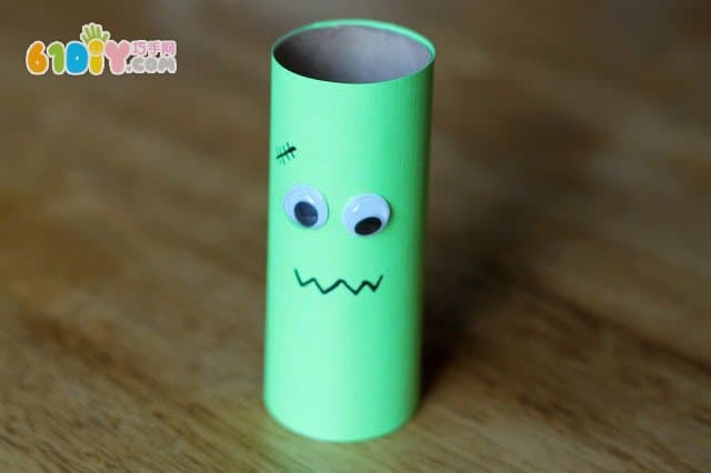 Halloween children's handmade roll paper core making green monster