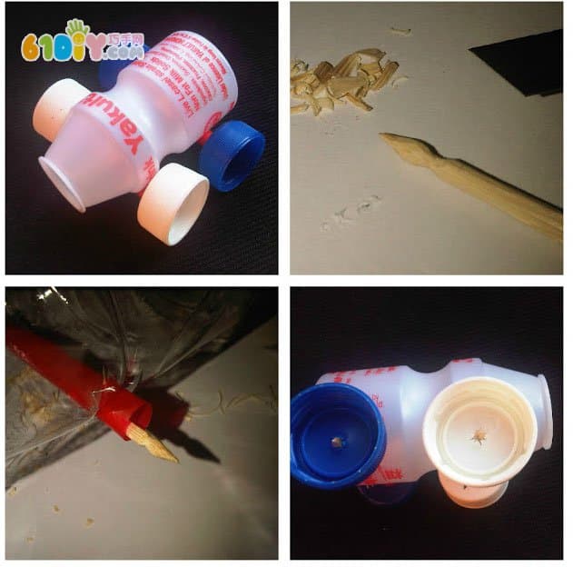 Parent-child DIY Yakult bottle handmade small train