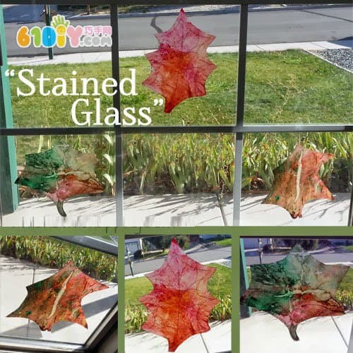 Autumn leaves handmade colored glass leaves