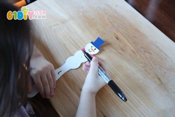 Children's ice cream stick handmade cute snowman bookmark DIY