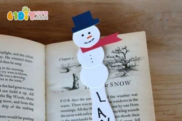 Children's ice cream stick handmade cute snowman bookmark DIY