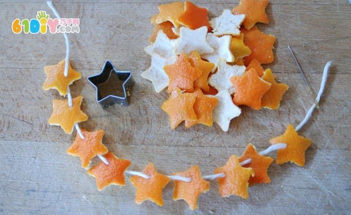 Orange peel waste using handmade star ornaments