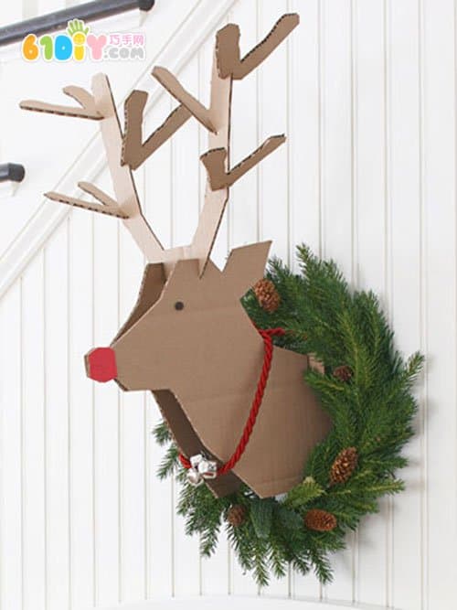 Christmas handmade decoration waste cardboard DIY making reindeer
