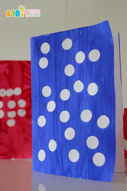 Children's handmade polka dot snowflake card