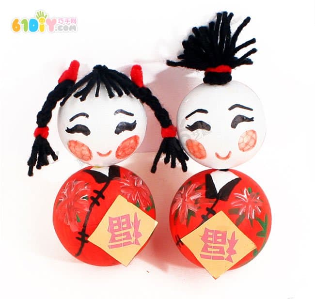 Children's new year handmade bubble ball making chinese doll