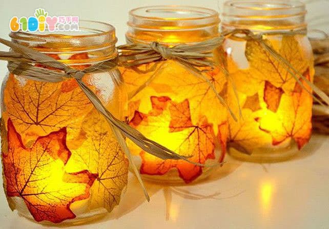 Children's handmade beautiful leaves lantern