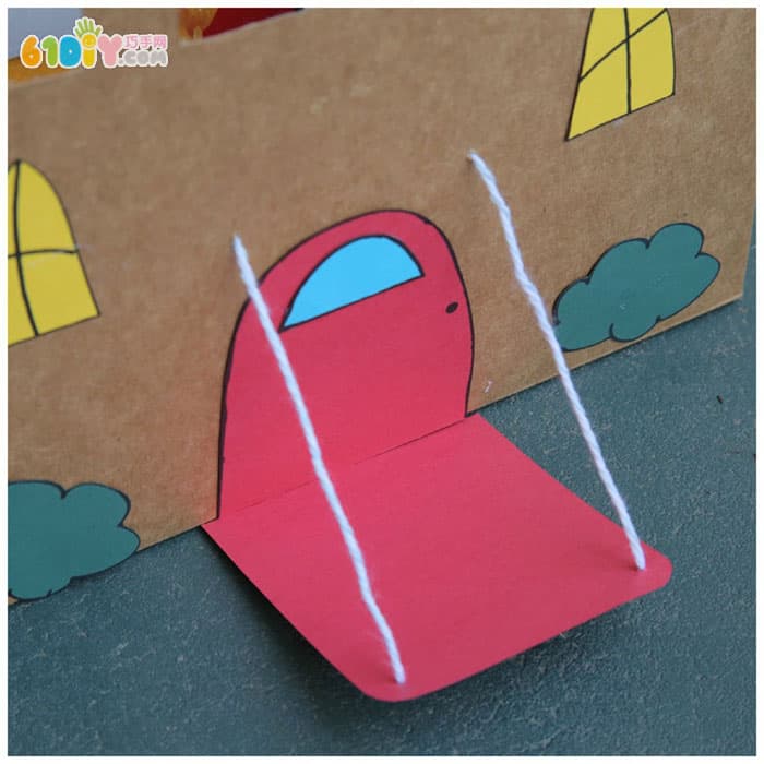 Children's handmade waste carton paper tube making castle