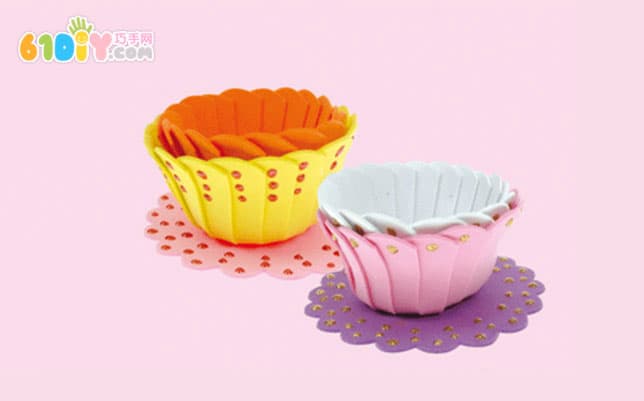 Sponge paper handmade lotus-shaped storage bowl
