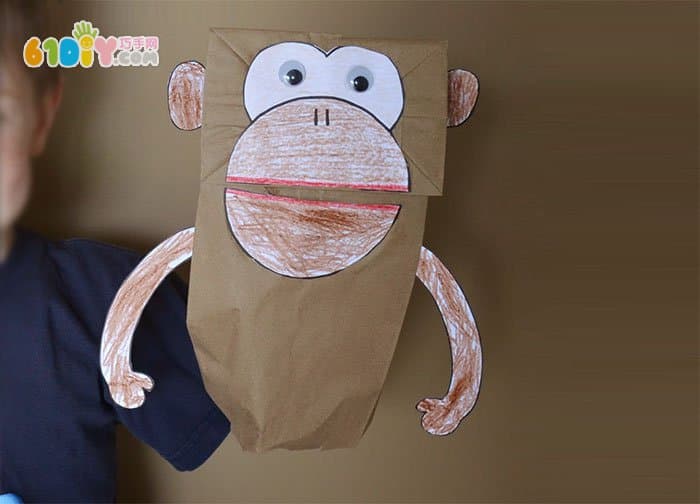 Children's handmade monkey hand puppet