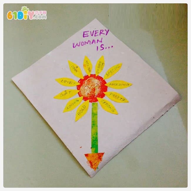 Children making the 38th Women's Day Flower Card