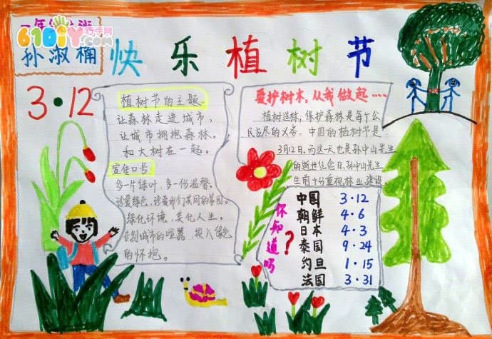 Primary school tree planting festival handwritten newspaper works