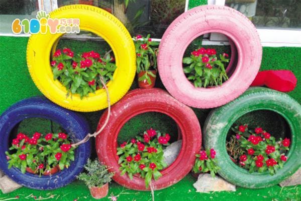 Making large flower pots from old tires