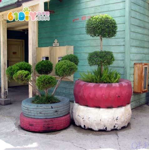 Making large flower pots from old tires