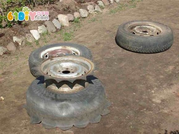 Making large flower pots from old tires