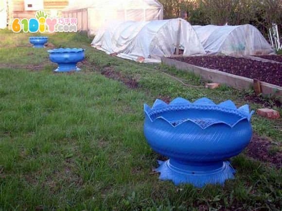 Making large flower pots from old tires