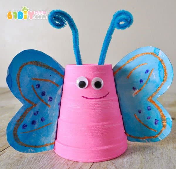 Children's spring creative handmade paper cup butterfly