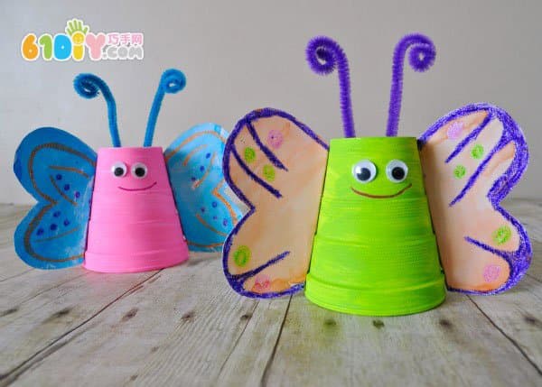 Children's spring creative handmade paper cup butterfly