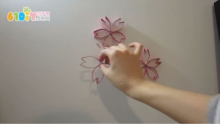 Paper tube cherry wall decoration