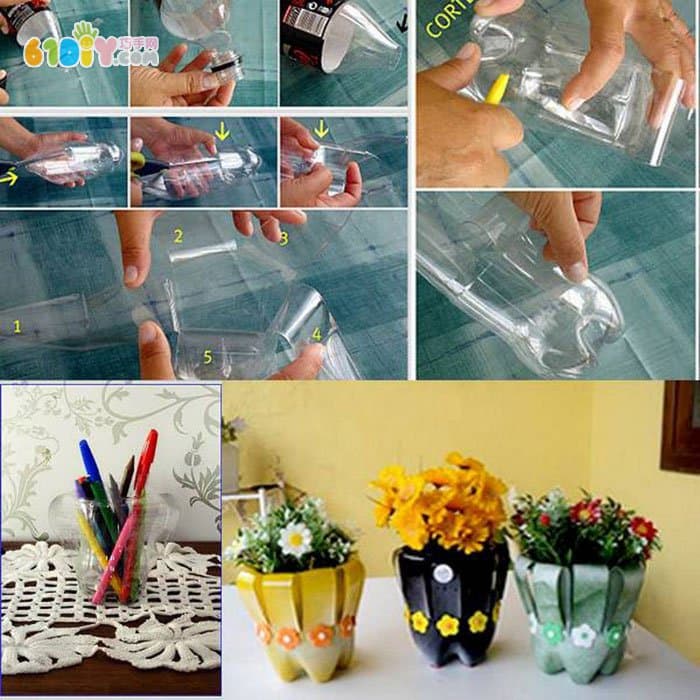 Turn waste into treasure drink bottle flower pot handmade