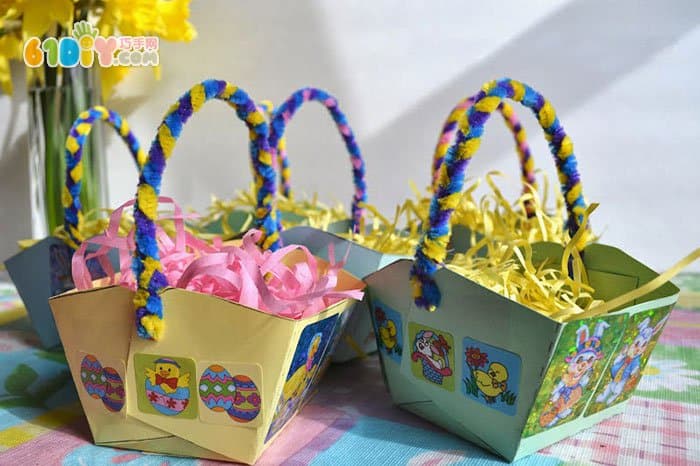 Easter card paper basket handmade