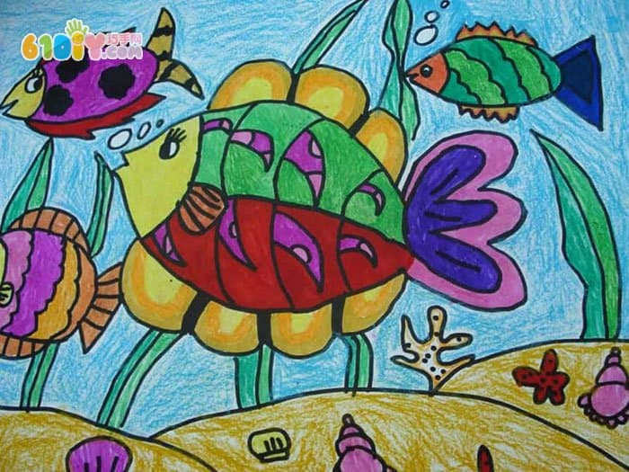 Underwater world children's paintings