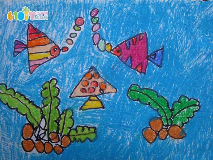 Underwater world children's paintings