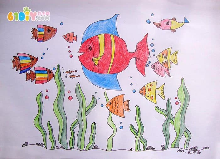 Underwater world children's paintings