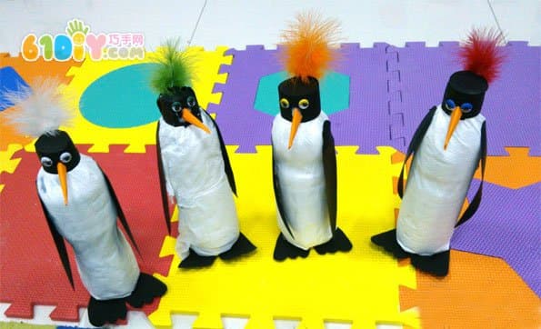 Children's handmade beverage bottle making stereo little penguin