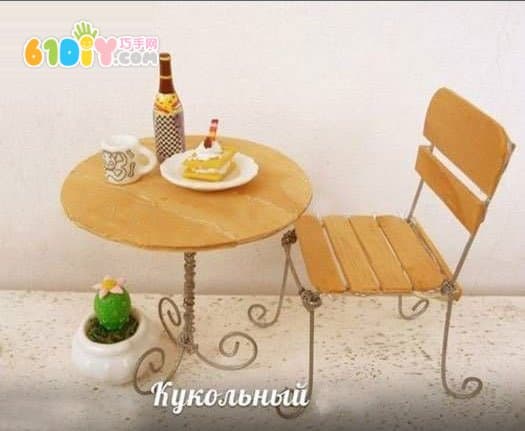 Ice cream bar, thin wire, handmade table and chair