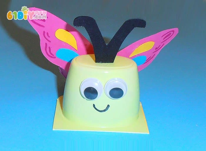 Kindergarten waste use handmade yoghurt cup small butterfly