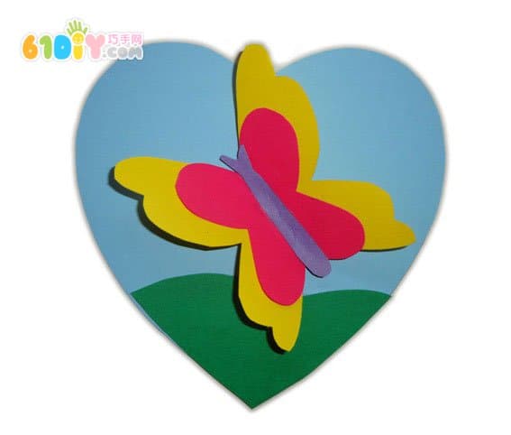 Mother's Day heart shaped three-dimensional butterfly greeting card production