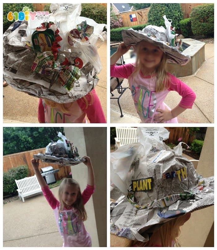 Environmental fashion show - waste newspaper wide-brimmed hat