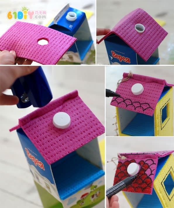 Children's DIY tutorial milk box making house