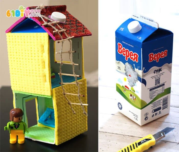 Children's DIY tutorial milk box making house