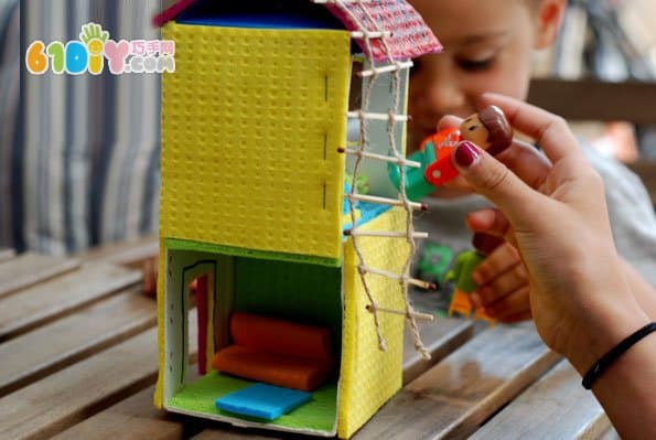 Children's DIY tutorial milk box making house