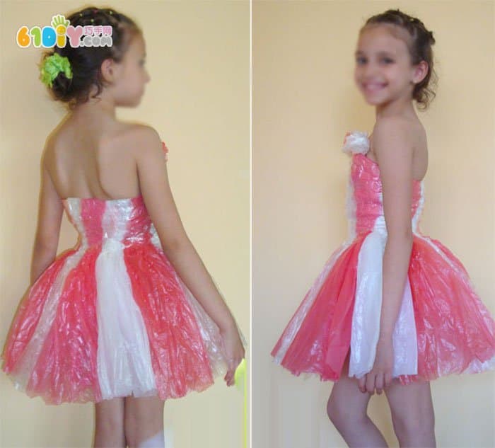 Kindergarten plastic bag making princess dress