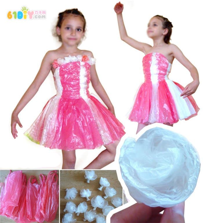 Kindergarten plastic bag making princess dress