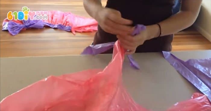 Plastic bag making fashion show dress gown