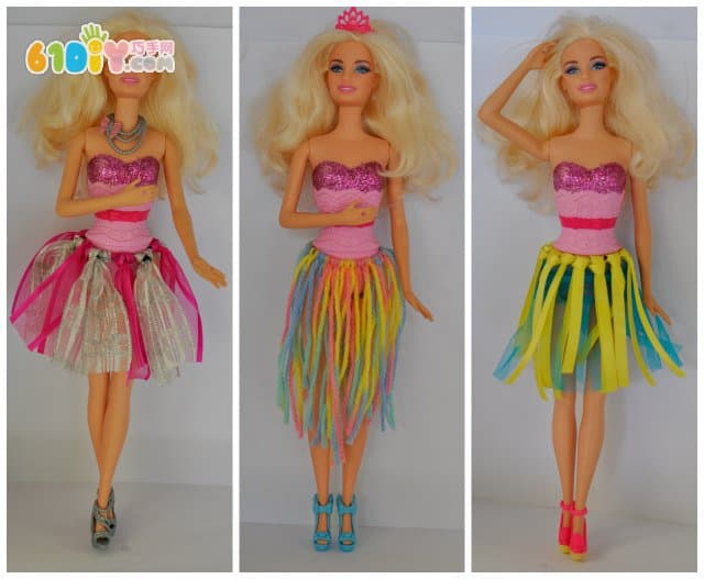 Little girl handmade make a beautiful dress for Barbie
