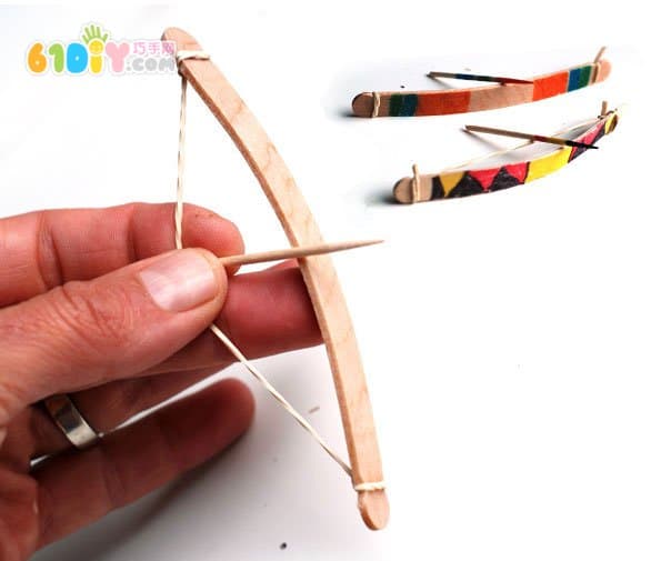 Making a mini bow and arrow toy with a ice cream bar