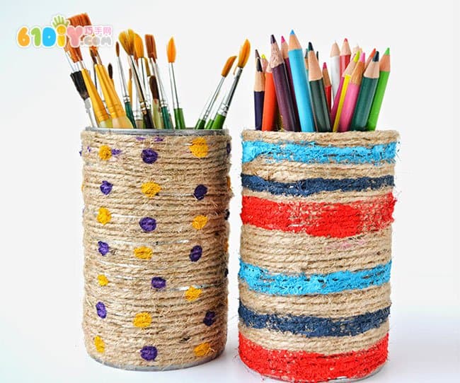 Hemp rope cans DIY making pen holder
