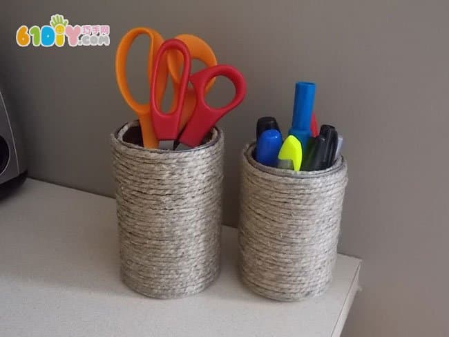 Hemp rope cans DIY making pen holder