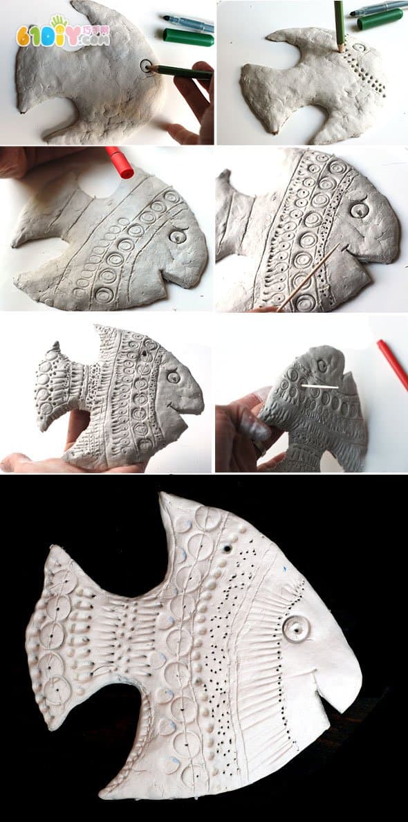 Children's creative clay handmade fish making