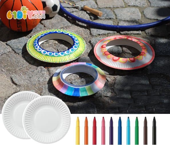 Children's toys DIY paper tray handmade Frisbee