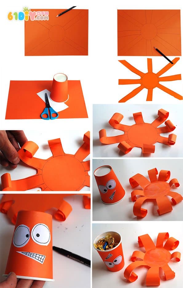Children's paper cup handmade octopus