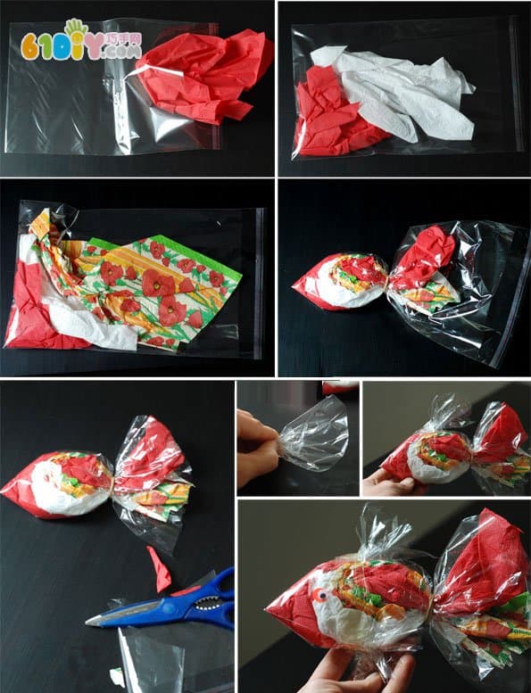 Children's creativity plastic bag paper towel fish ornaments